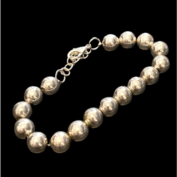 Vintage Italy Sterling Silver Ball Bead Bracelet 8" - Picture 2 of 8